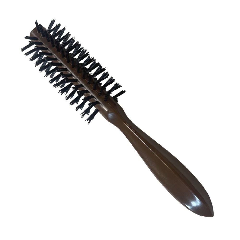 Vintage Avon Brown handle 8 1/4 full round hard bristle styling brush Nylon #821